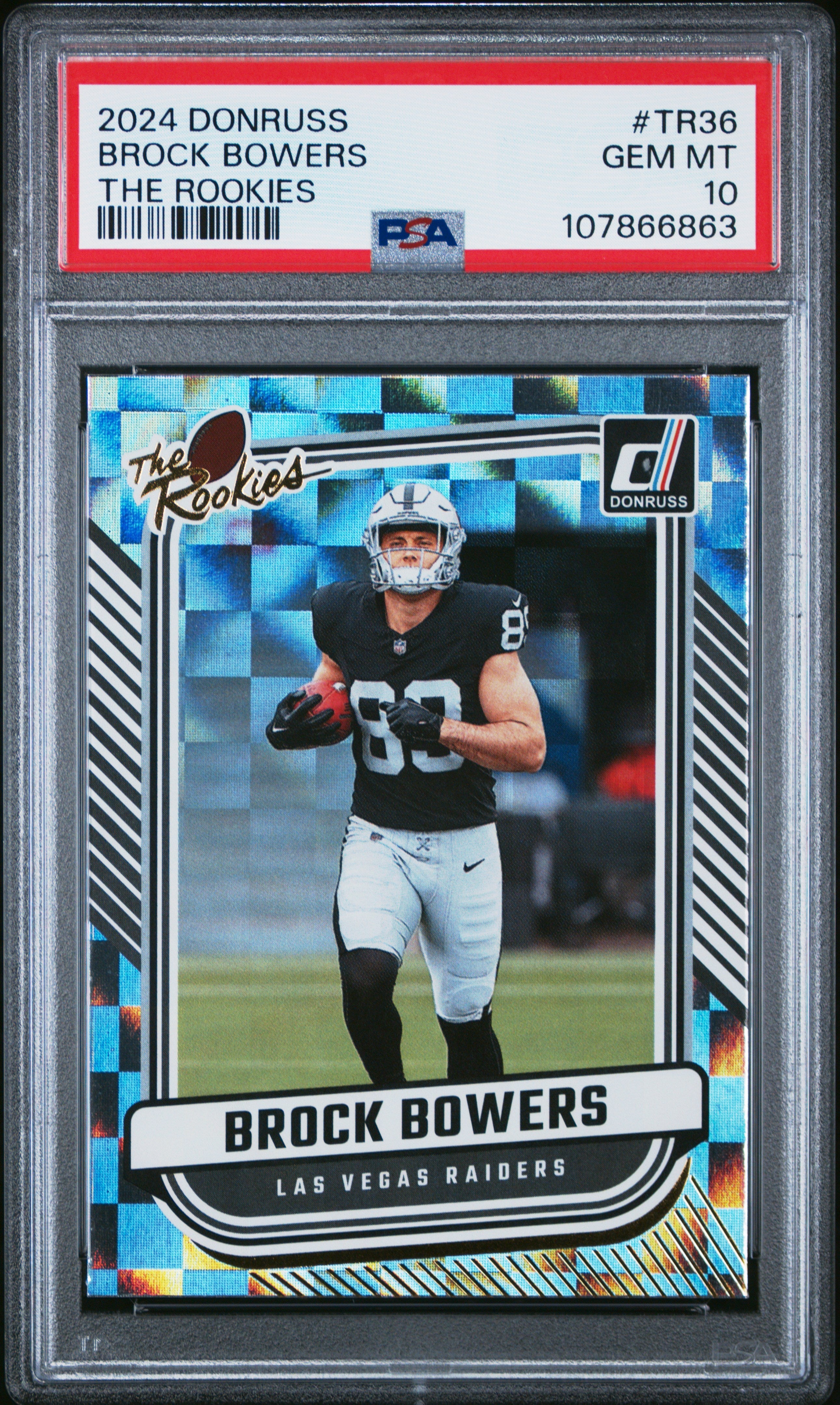 Graded 2024 Panini Donruss Brock Bowers #TR36 The Rookies Rookie RC Football Card PSA 10 Gem Mint