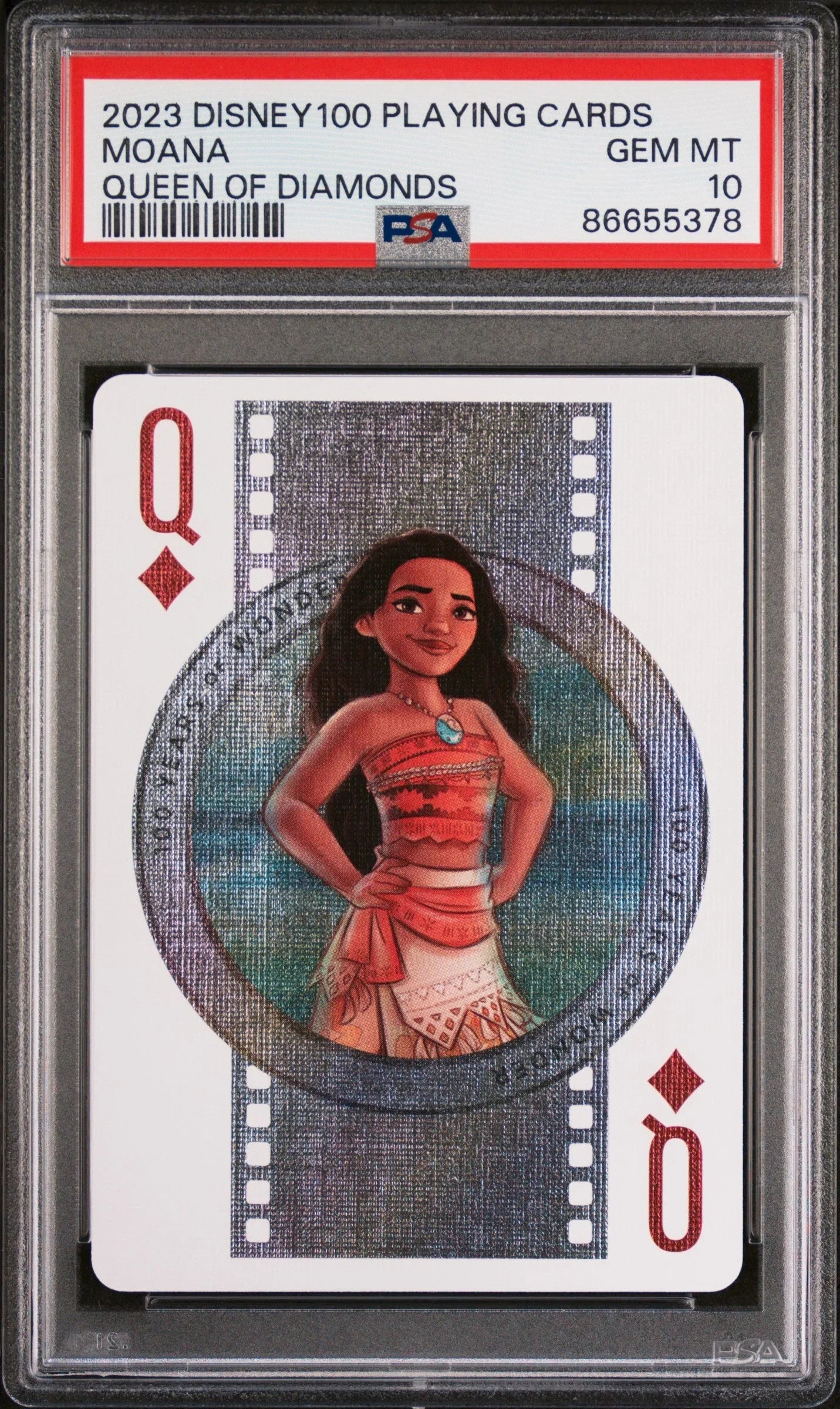 2023 DISNEY 100 PLAYING CARDS MOANA QUEEN OF DIAMONDS PSA 10