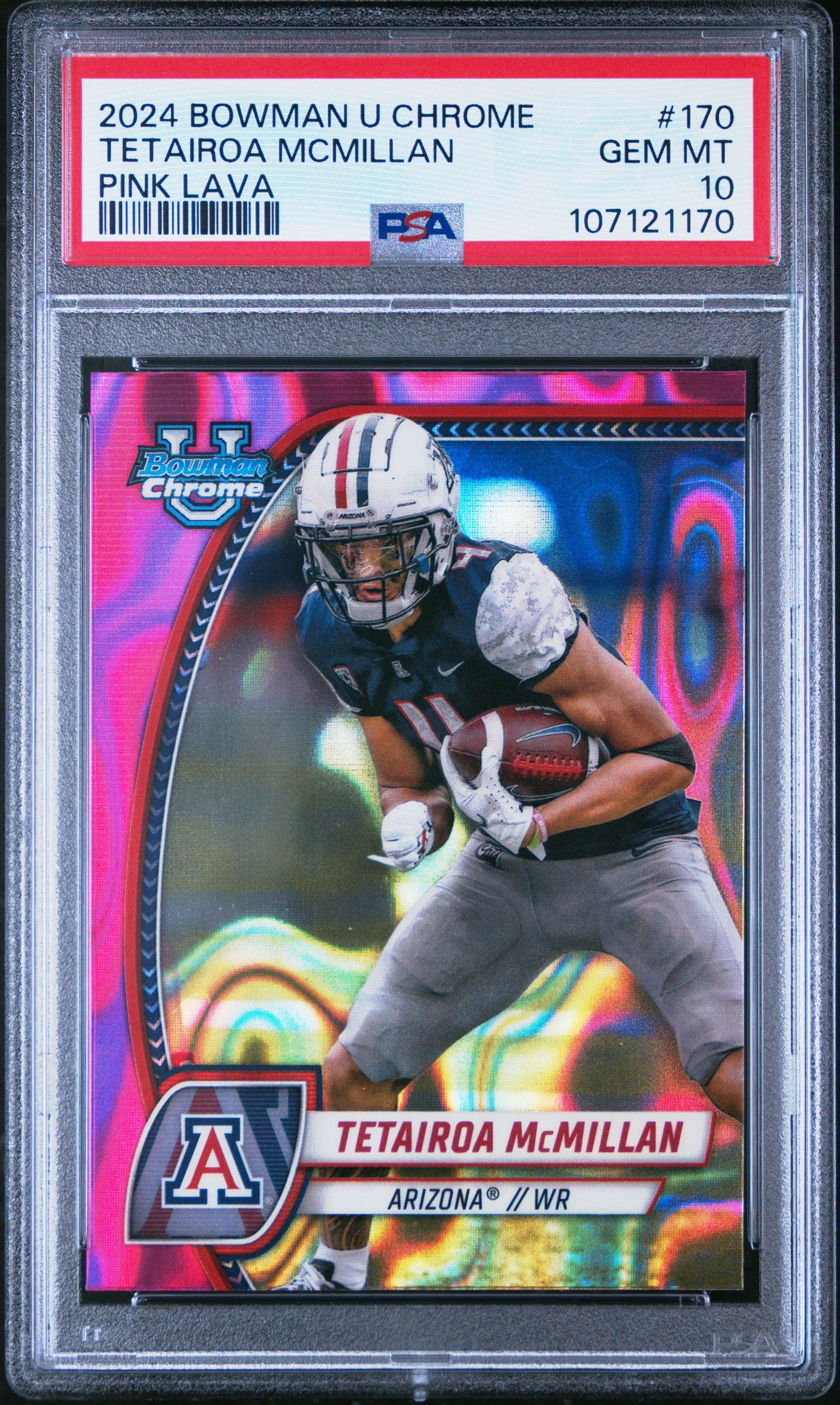 Graded 2024 Topps Bowman U Chrome Tetairoa McMillan #170 Pink Lava Rookie RC Football Card PSA 10 Gem Mint