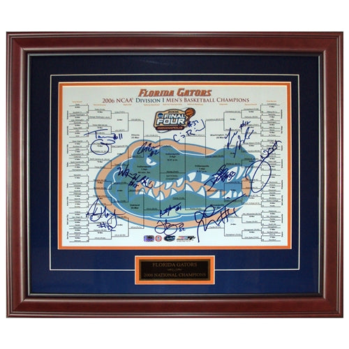 2005-06 Florida Gators Team Autographed Final Four (Bracket) Deluxe Framed 16x20 Photo