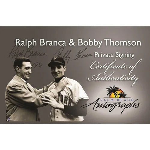 Ralph Branca and Bobby Thomson Dual Autographed "Shot" (Horizontal Dotted Line) Deluxe Framed 16x20 Photo w/ Inscription, Date