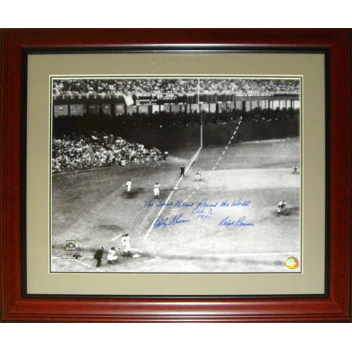 Ralph Branca and Bobby Thomson Dual Autographed "Shot" (Horizontal Dotted Line) Deluxe Framed 16x20 Photo w/ Inscription, Date