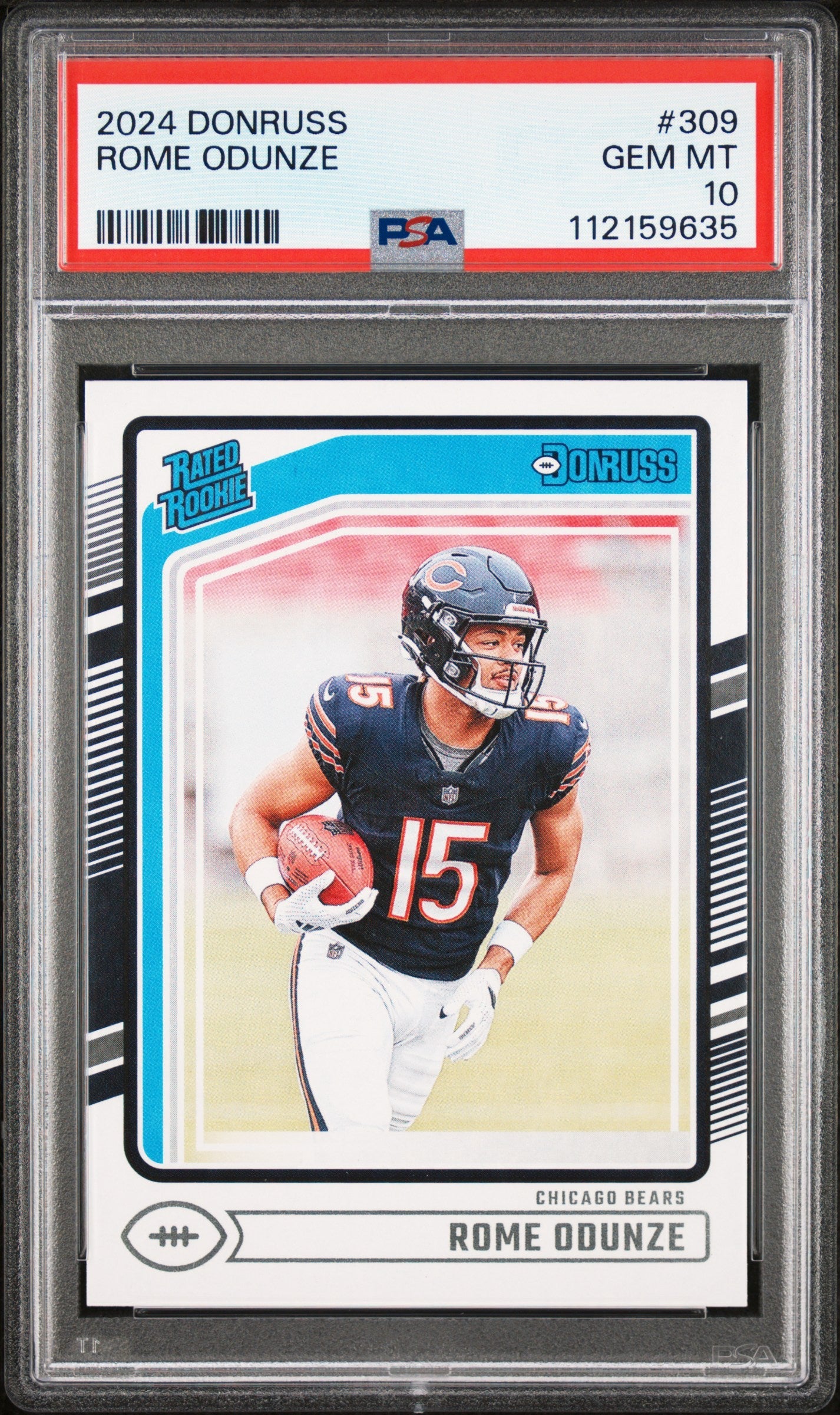 Graded 2024 Panini Donruss Rome Odunze #309 Rookie RC Football Card PSA 10 Gem Mint