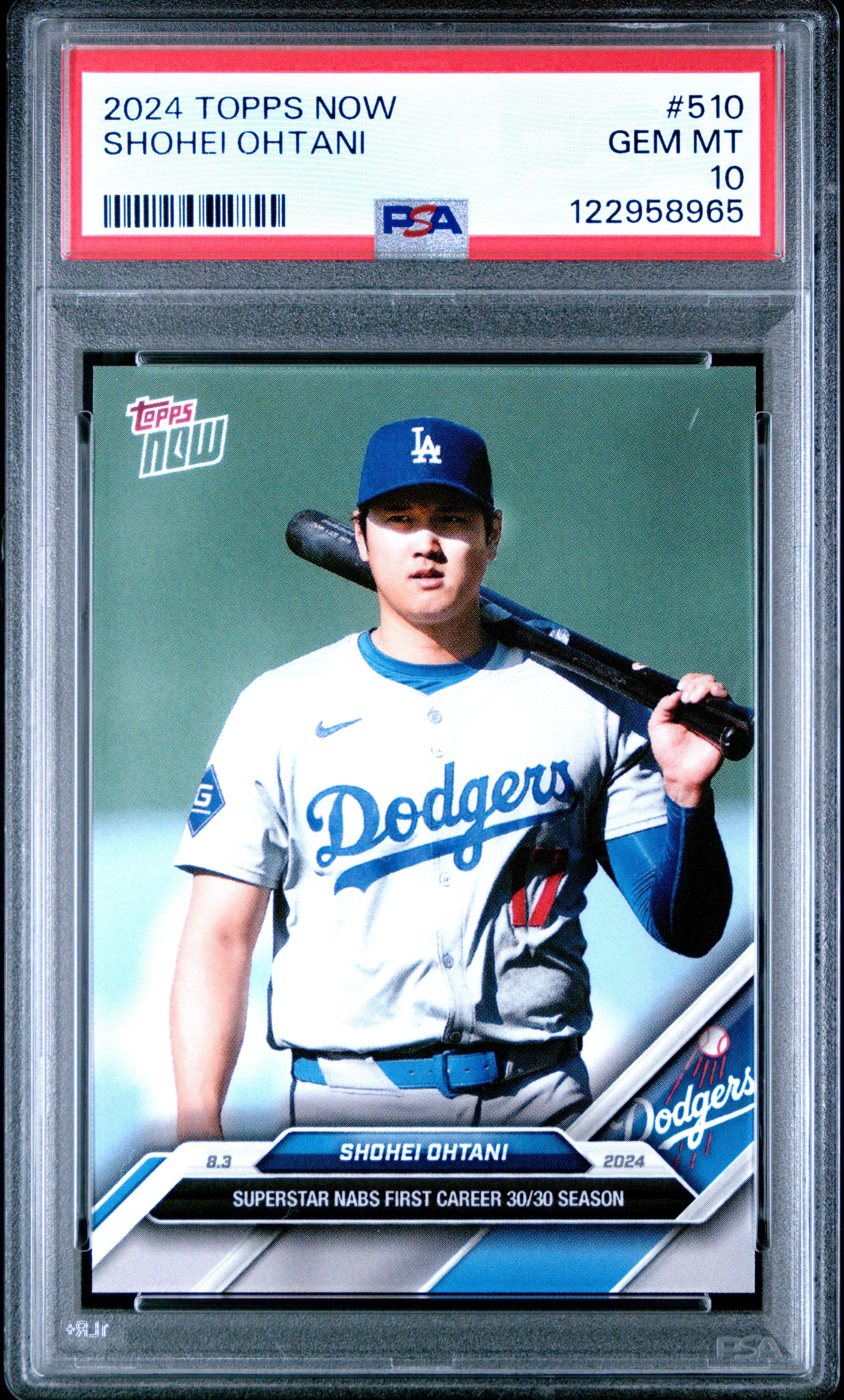 Graded 2024 Topps Now Shohei Ohtani #510 Baseball Card PSA 10 Gem Mint