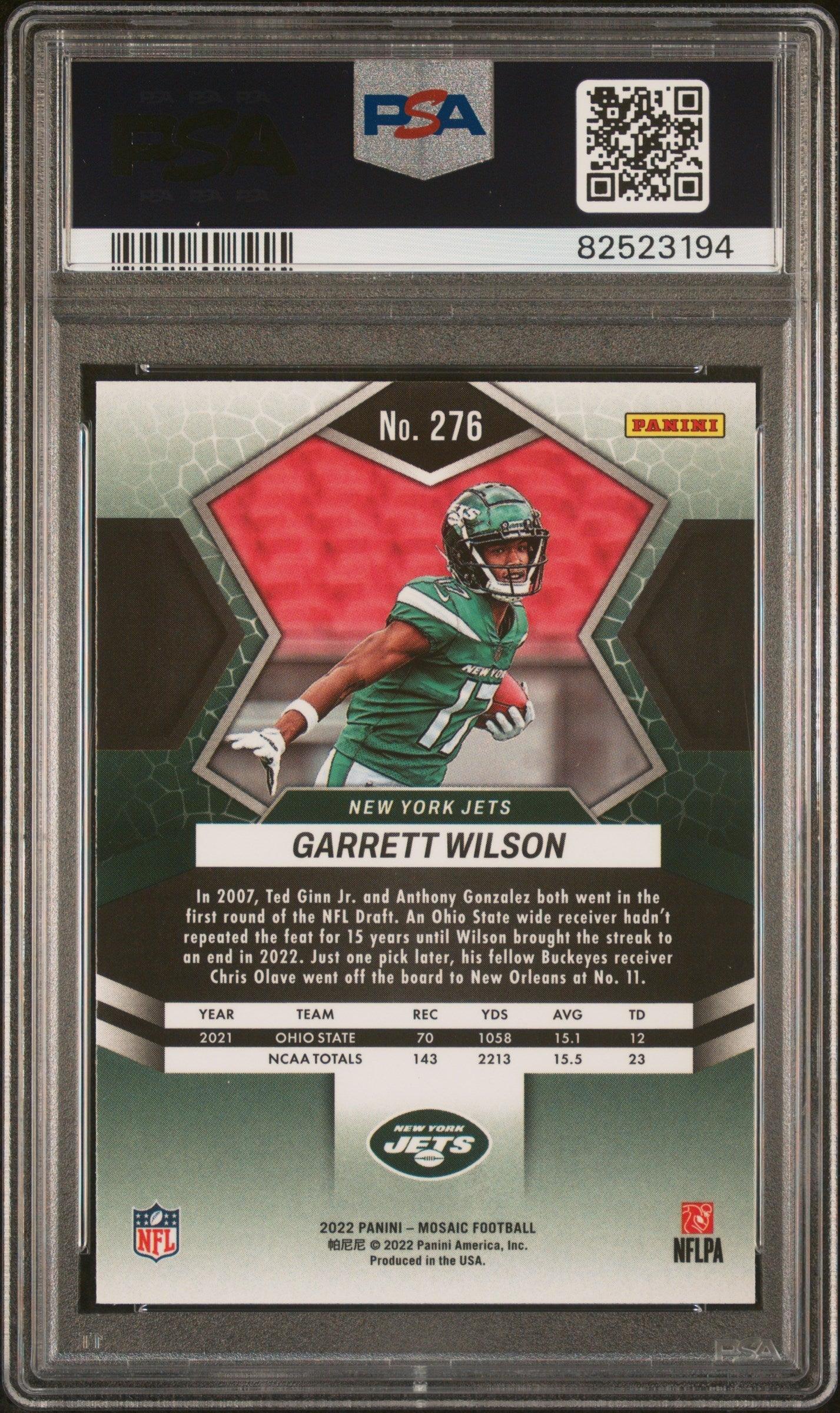 Graded 2022 Panini Mosaic Garrett Wilson #276 Rookie RC Football Card PSA 10 Gem Mint