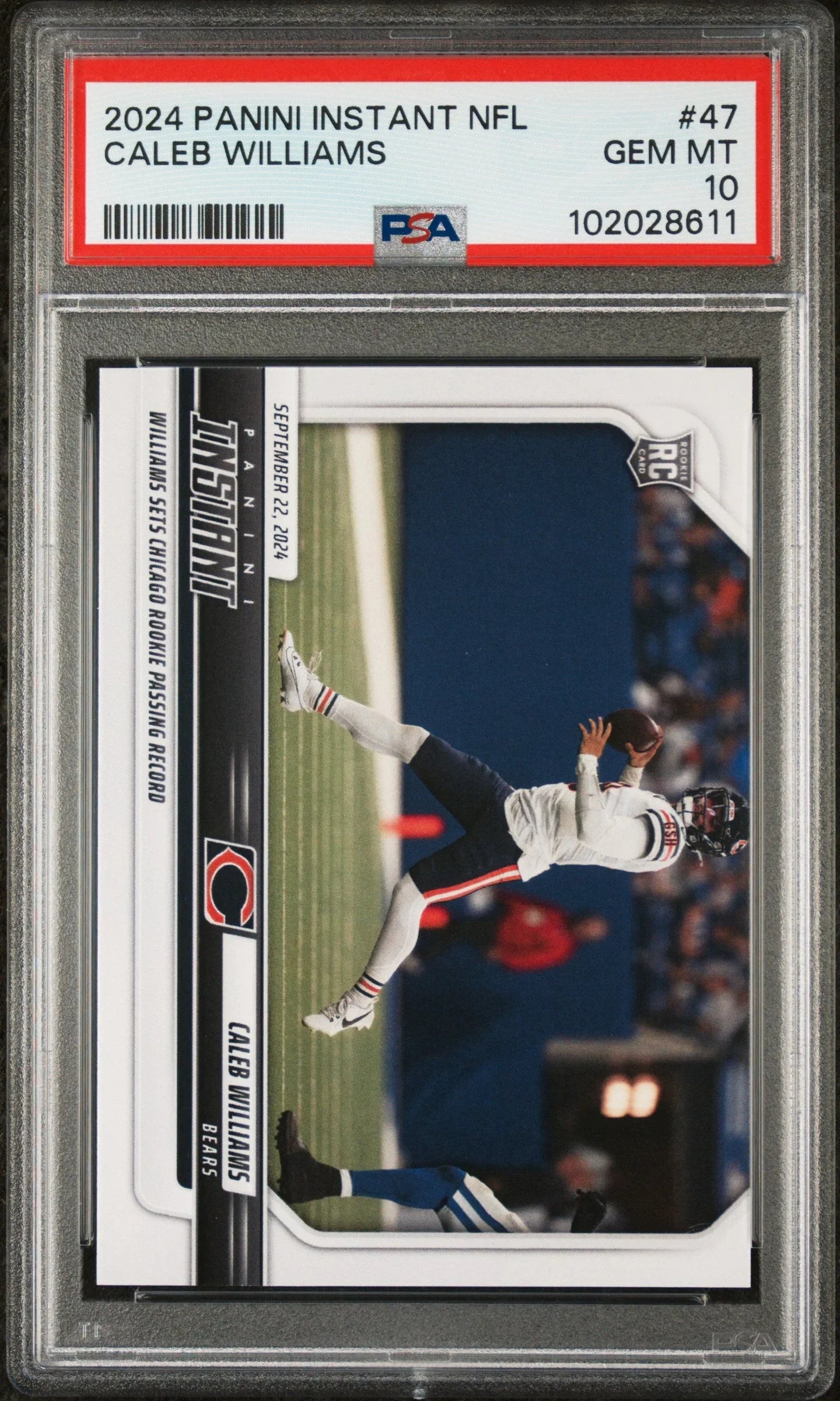 Graded 2024 Panini Instant NFL Caleb Williams #47 Rookie RC Football Card PSA 10 Gem Mint