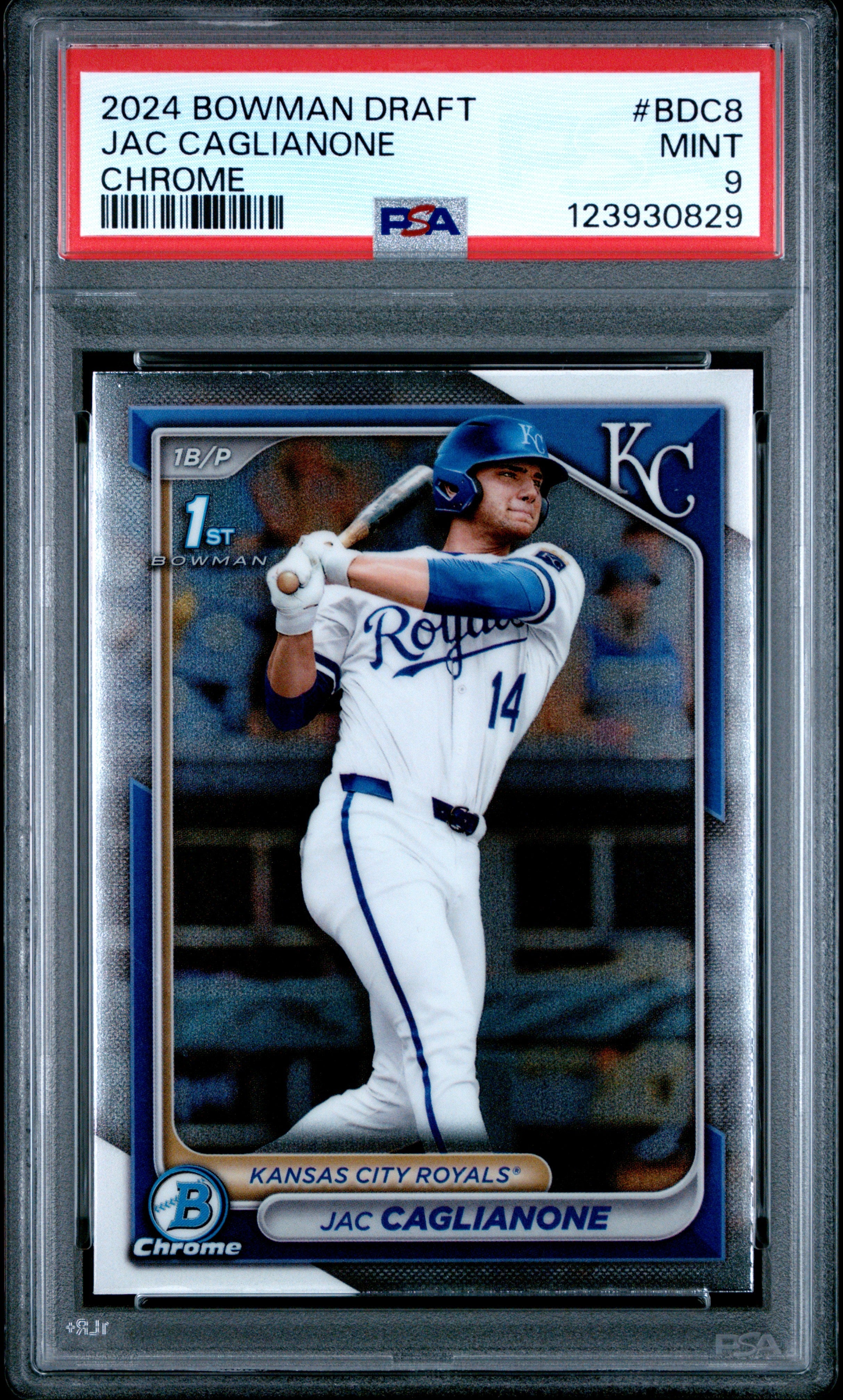 Graded 2024 Topps Bowman Draft Jac Caglianone #BDC8 Chrome Rookie RC Baseball Card PSA 9 Mint