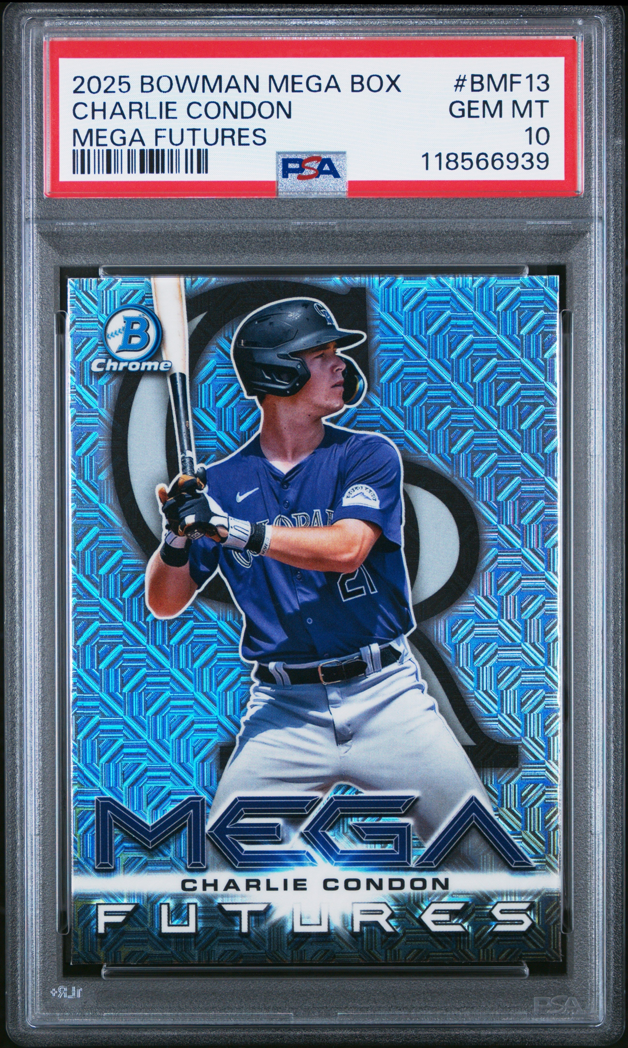 Graded 2025 Topps Bowman Mega Box Charlie Condon #BMF13 Mega Futures Rookie RC Baseball Card PSA 10 Gem Mint