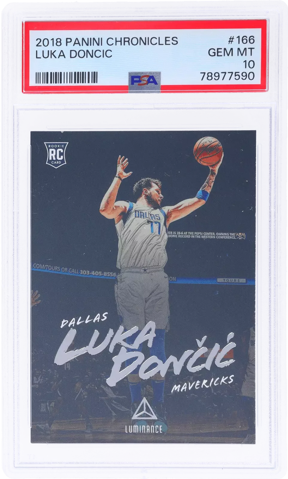 Graded 2018 Panini Chronicles Luka Doncic #166 Rookie RC Basketball Card PSA 10 Gem Mint
