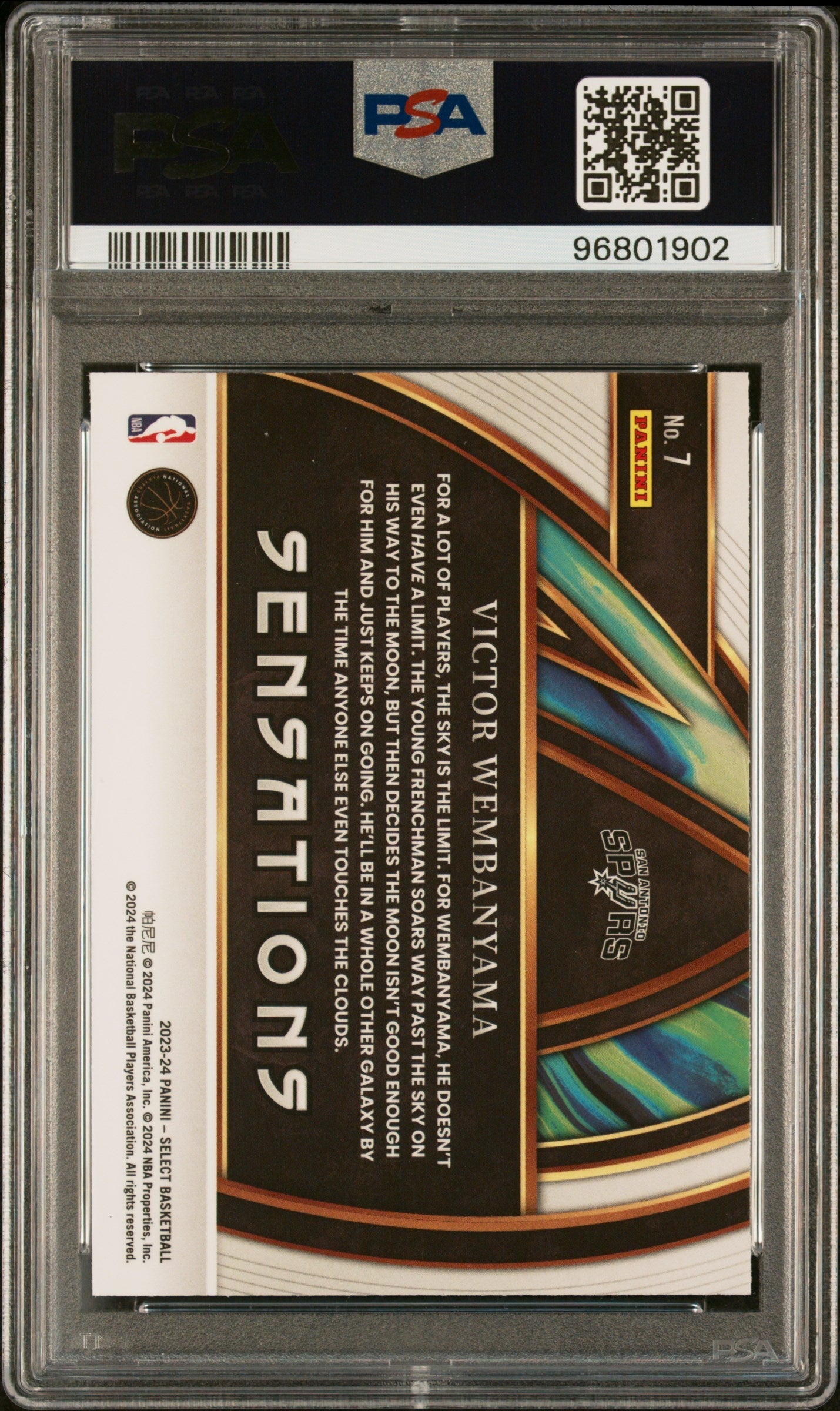 Graded 2023 Panini Select Victor Wembanyama #7 Sensations Rookie RC Basketball Card PSA 10 Gem Mint