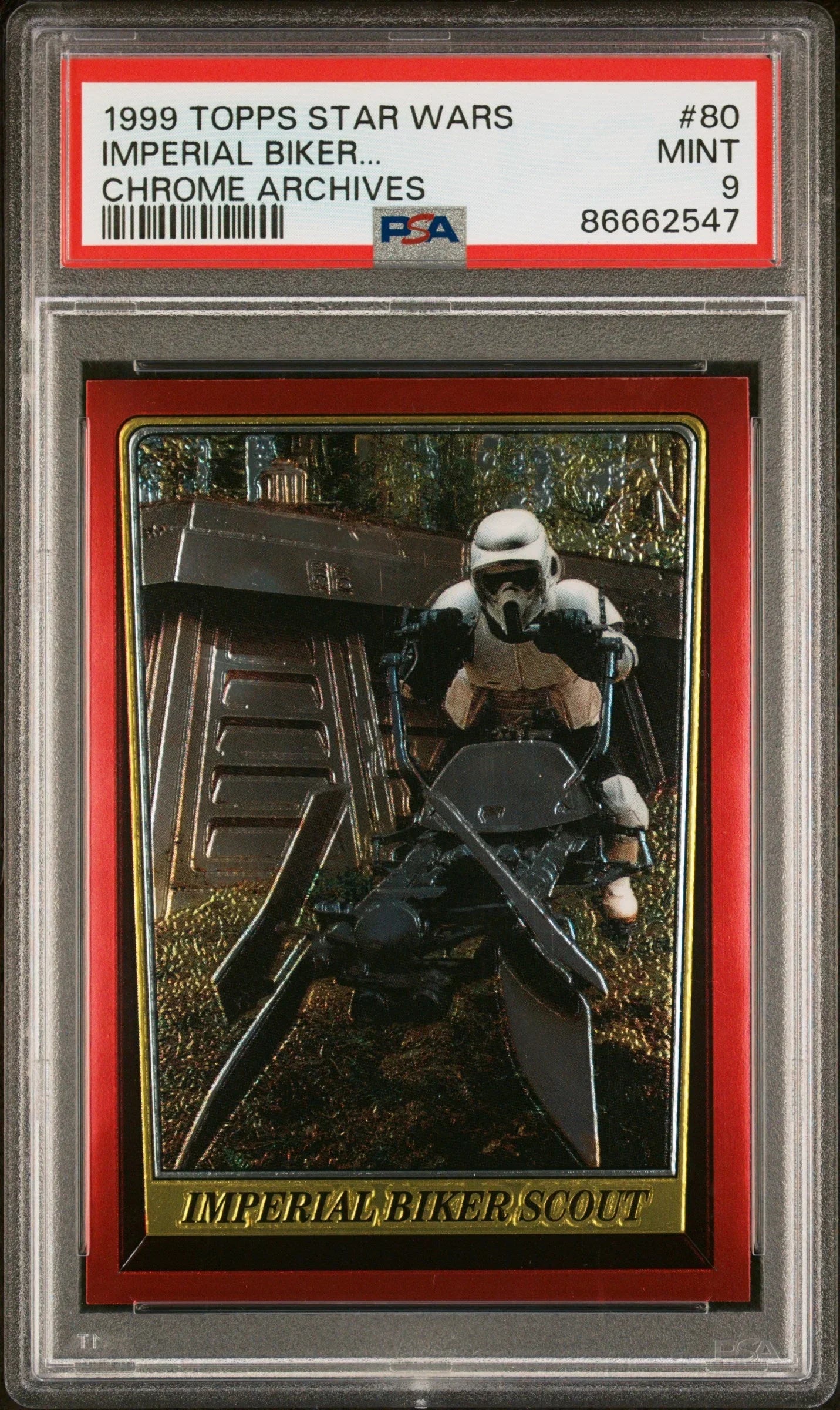 1999 TOPPS CHROME STAR WARS CHROME ARCHIVES IMPERIAL BIKER... CHROME ARCHIVES #80 - PSA 9