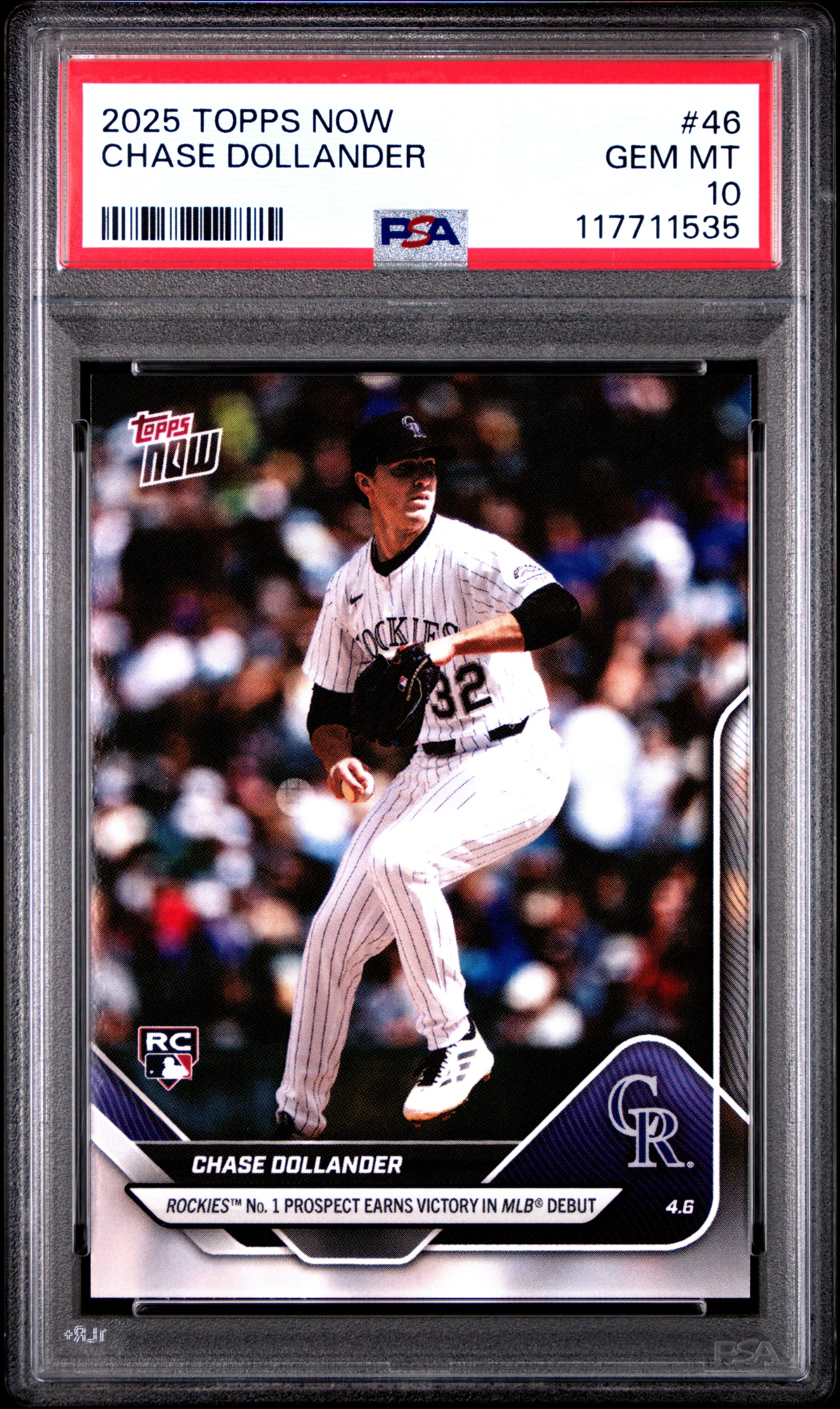 Graded 2025 Topps Now Chase Dollander #46 Rookie RC Baseball Card PSA 10 Gem Mint