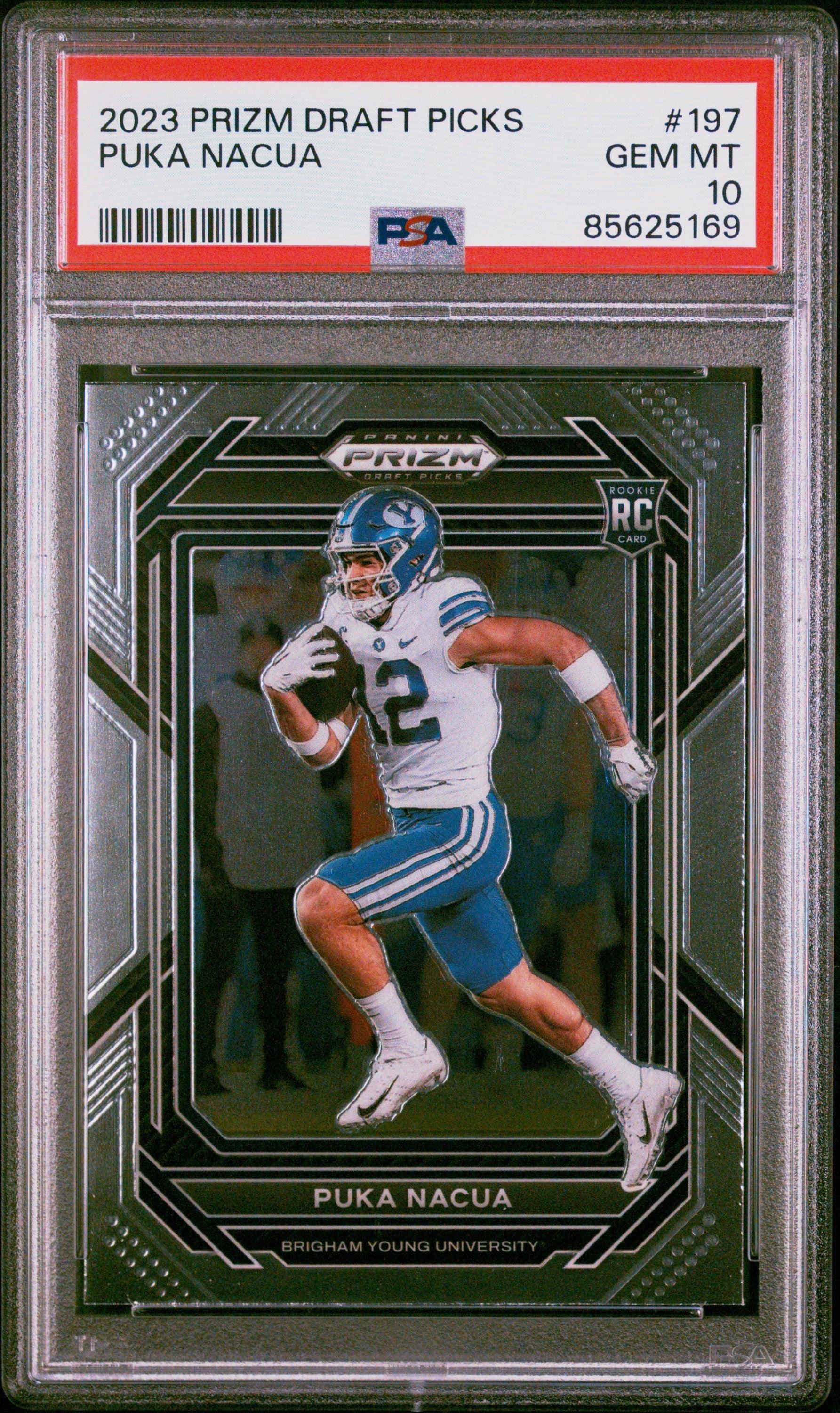 Graded 2023 Panini Prizm Draft Picks Puka Nacua #197 Rookie RC Football Card PSA 10 Gem Mint