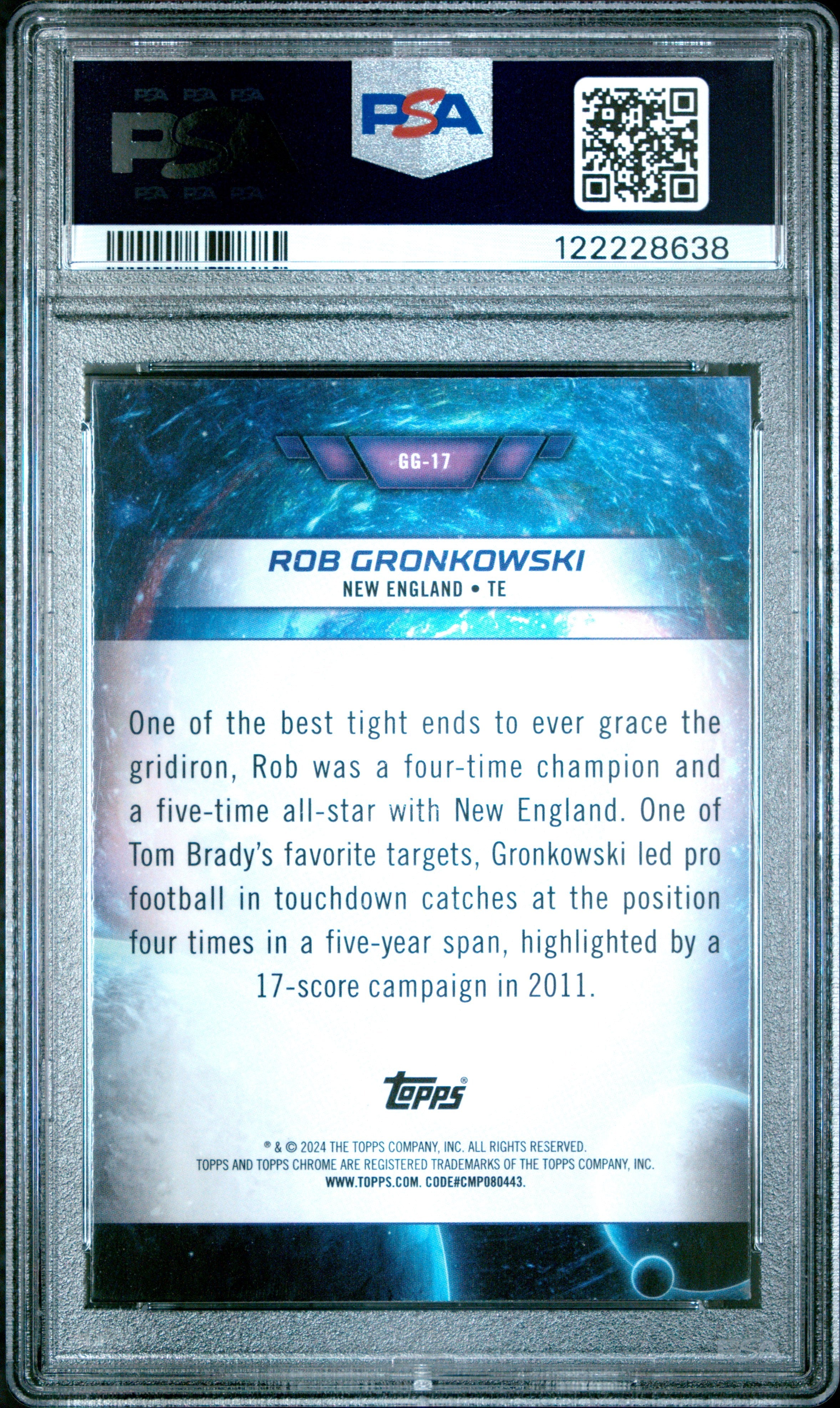 Graded 2024 Topps Cosmic Chrome Rob Gronkowski #GG17 Galaxy Greats Football Card PSA 9 Mint