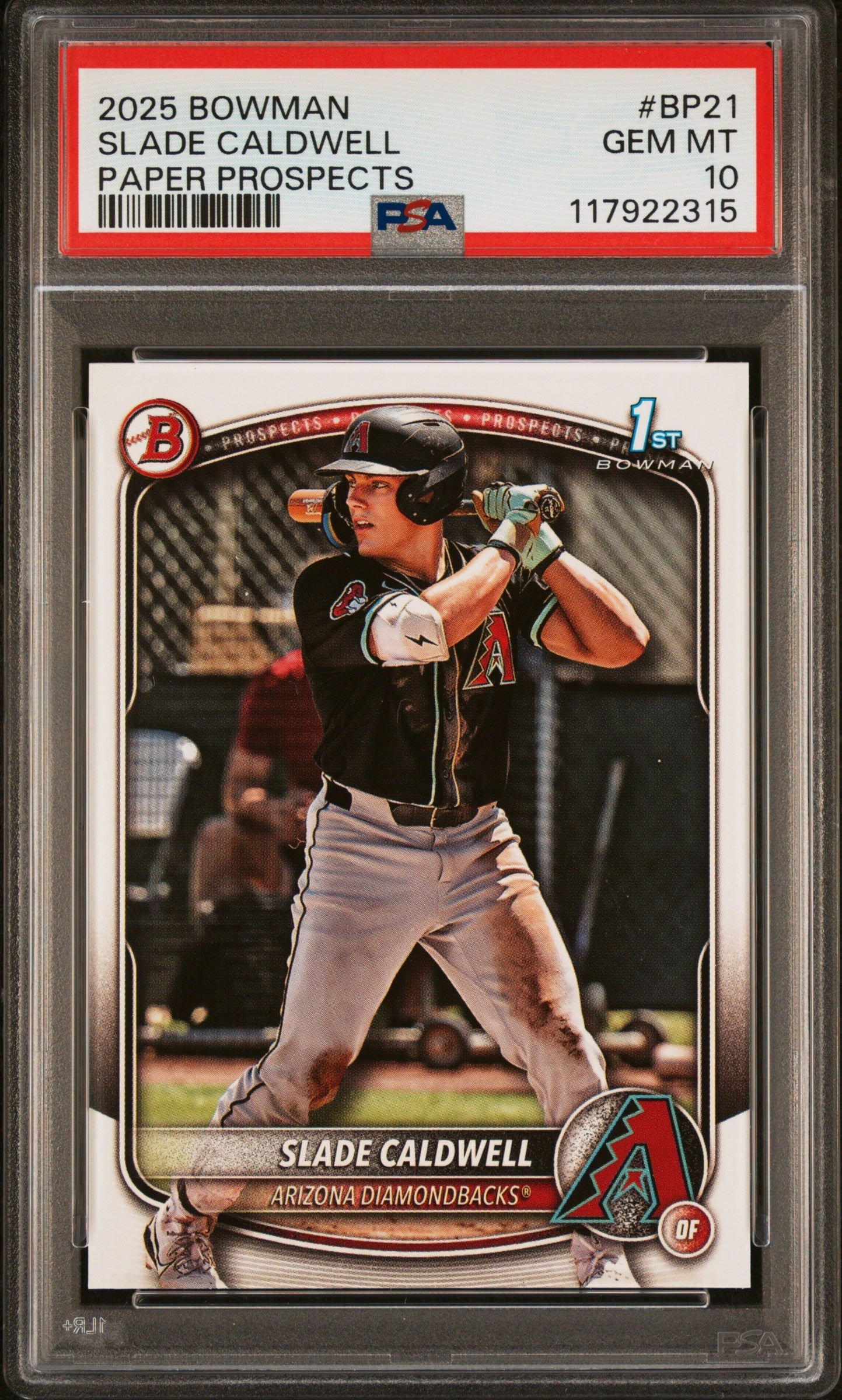 Graded 2025 Topps Bowman Slade Caldwell #BP21 Paper Prospects Rookie RC Baseball Card PSA 10 Gem Mint