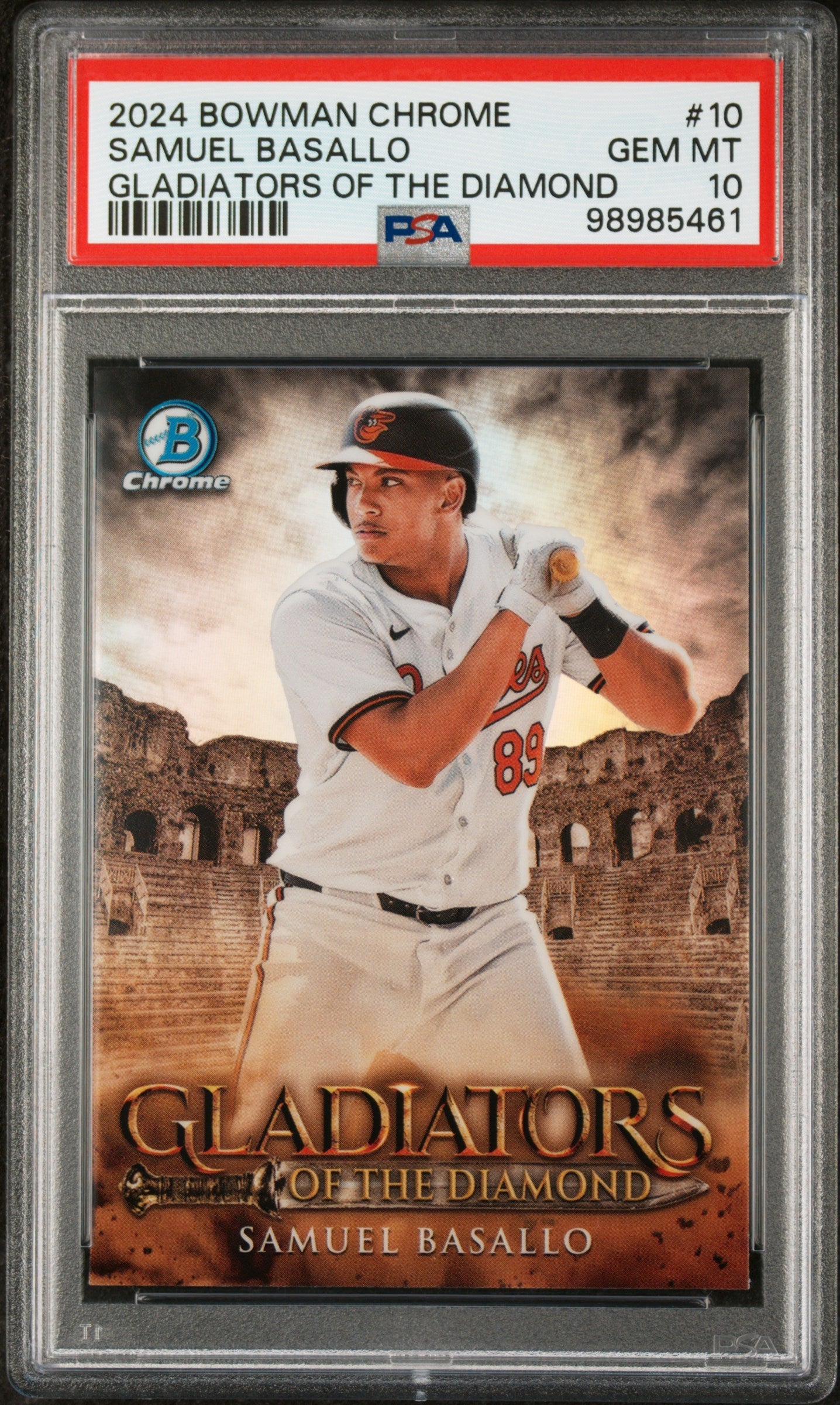 Graded 2024 Topps Bowman Chrome Samuel Basallo #10 Gladiators of the Diamond Rookie RC Baseball Card PSA 10 Gem Mint