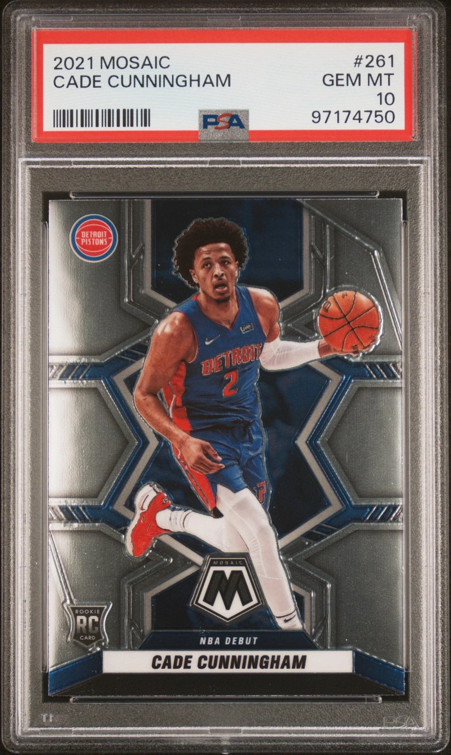 Graded 2021 Panini Mosaic Cade Cunningham #261 Rookie RC Basketball Card PSA 10 Gem Mint