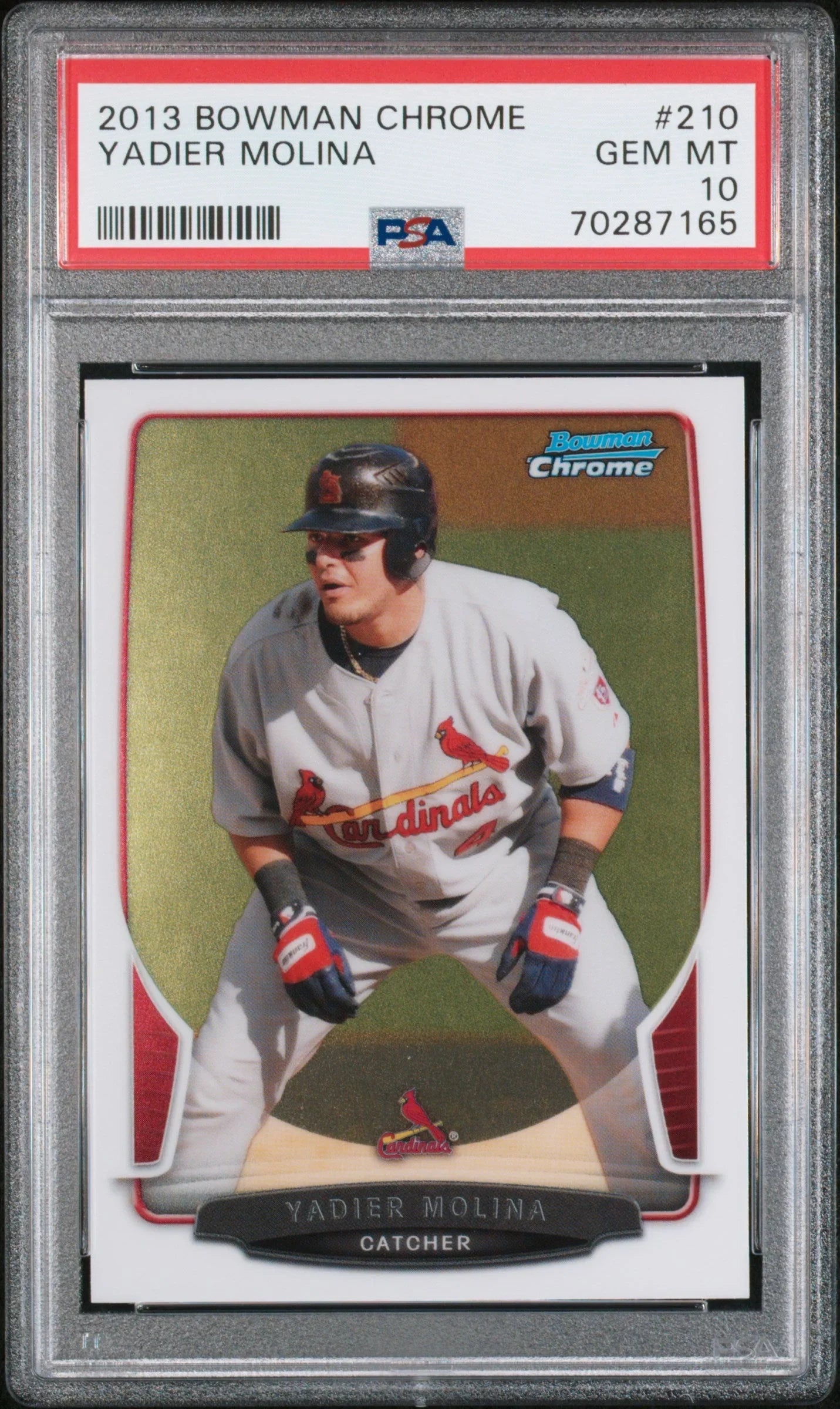 2013 BOWMAN CHROME YADIER MOLINA  #210 - PSA 10