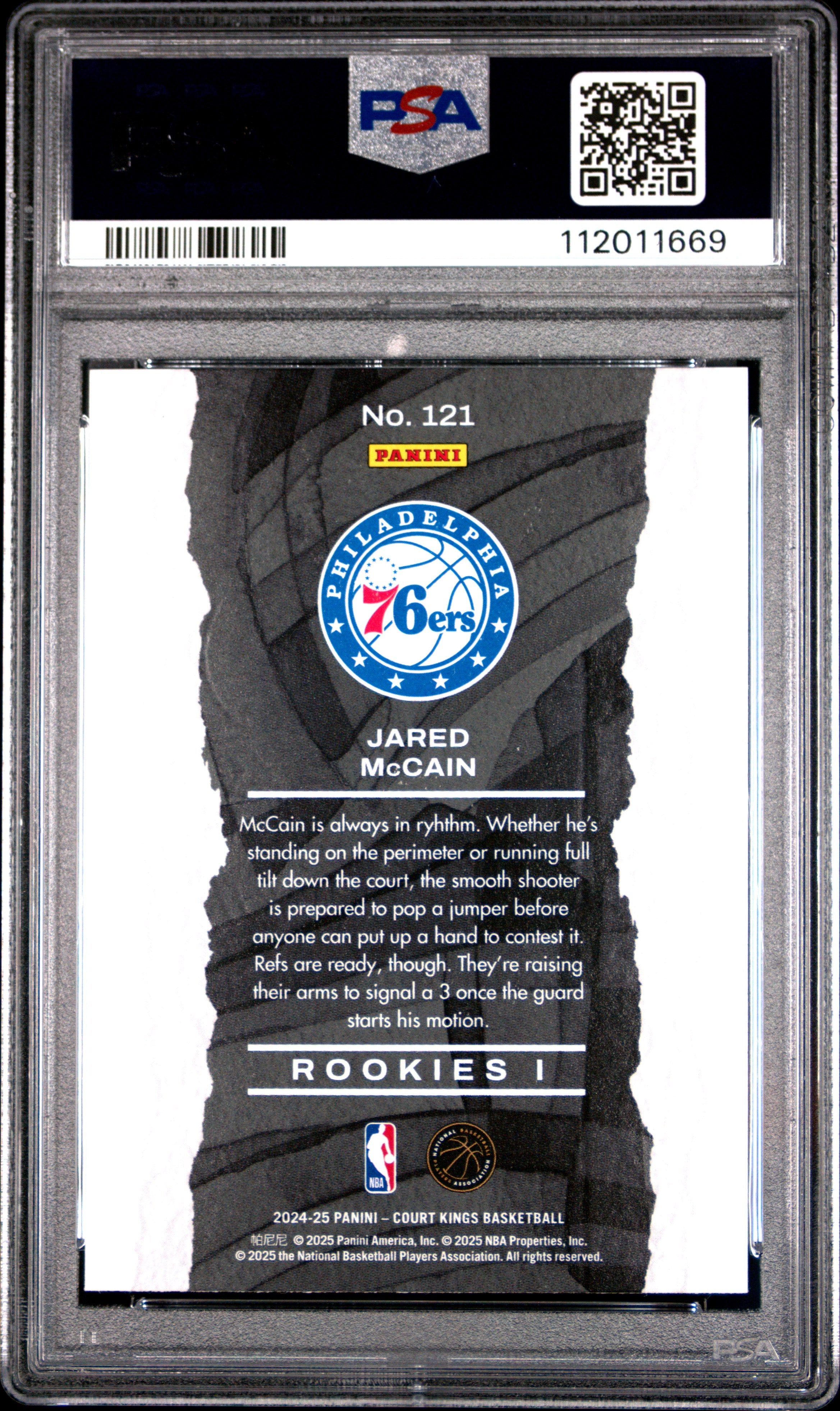 Graded 2024 Panini Court Kings Jared McCain #121 Rookies I Rookie RC Basketball Card PSA 10 Gem Mint