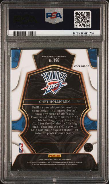 Graded 2022 Panini Select Chet Holmgren #196 Blue Prizm Rookie RC Basketball Card PSA 10 Gem Mint