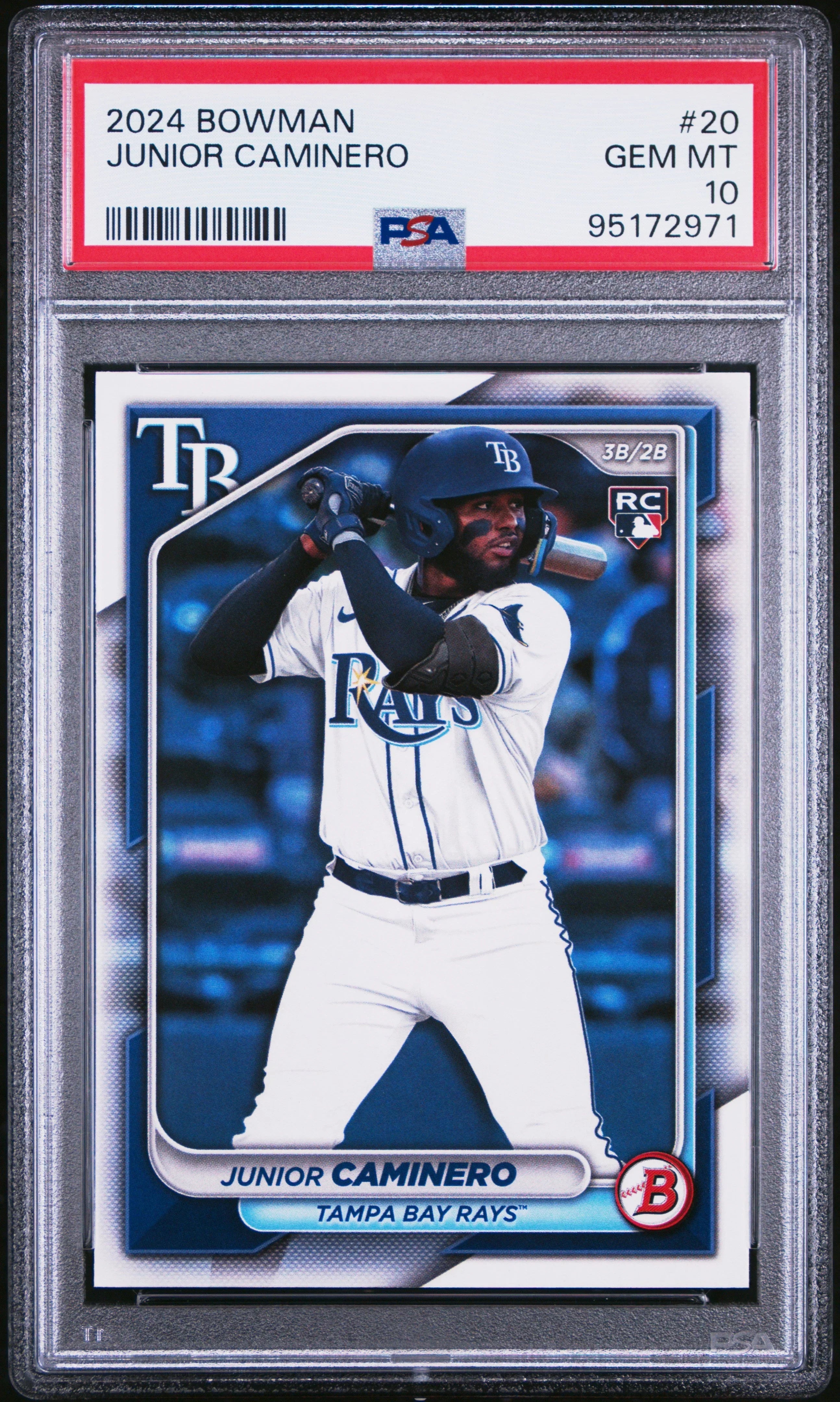 Graded 2024 Topps Bowman Junior Caminero #20 Rookie RC Baseball Card PSA 10 Gem Mint