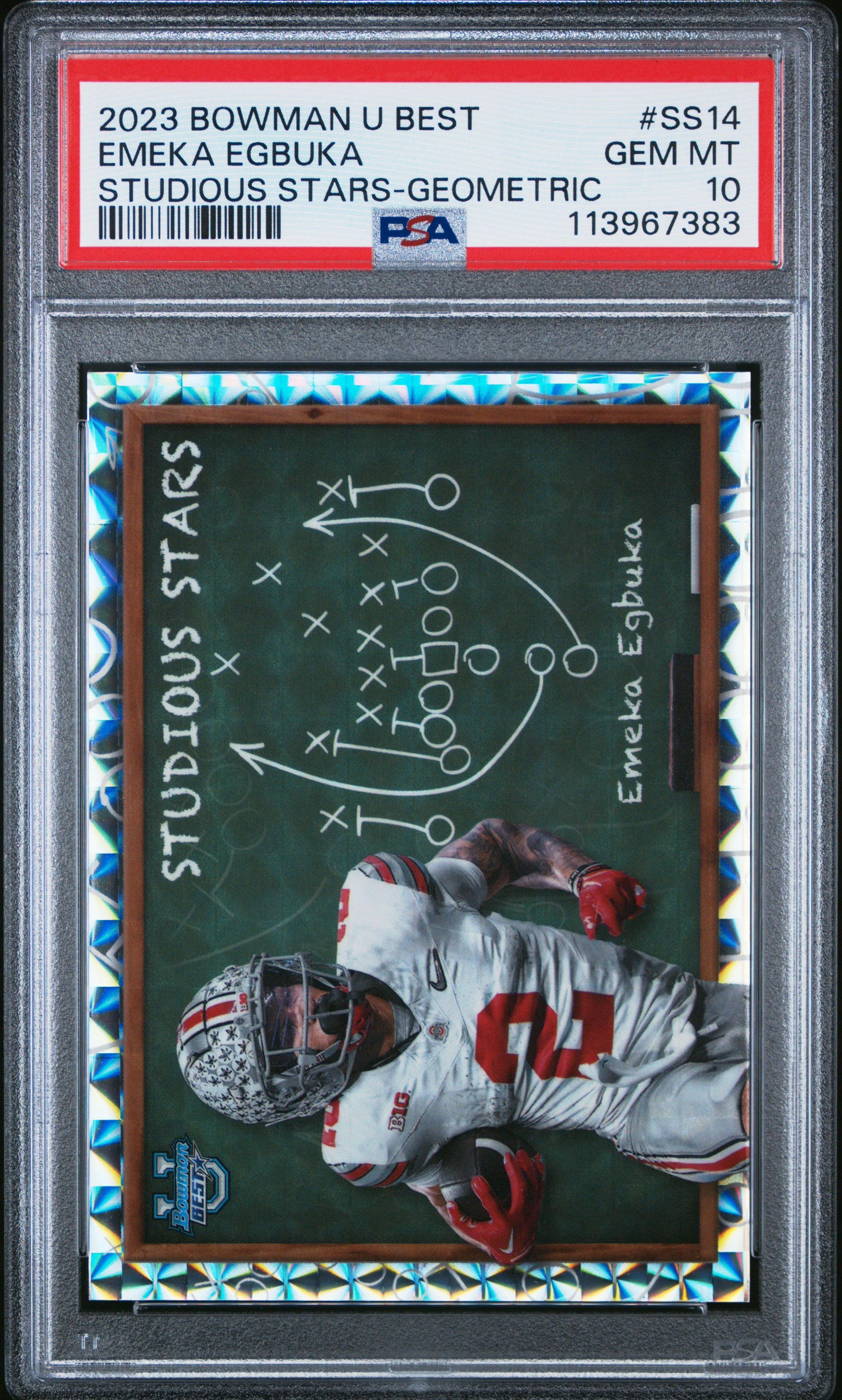 Graded 2023 Topps Bowman U Best Emeka Egbuka #SS14 Studios Stars Geometric Rookie RC Football Card PSA 10 Gem Mint