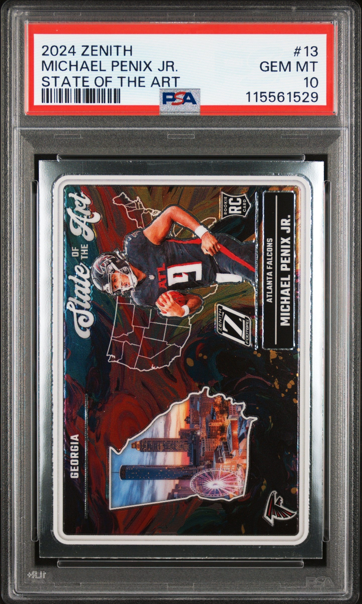 Graded 2024 Panini Zenith Michael Penix Jr #13 State of the Art Rookie RC Football Card PSA 10 Gem Mint